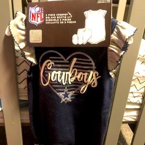 NFL official cowboys onesie with booties and bib.